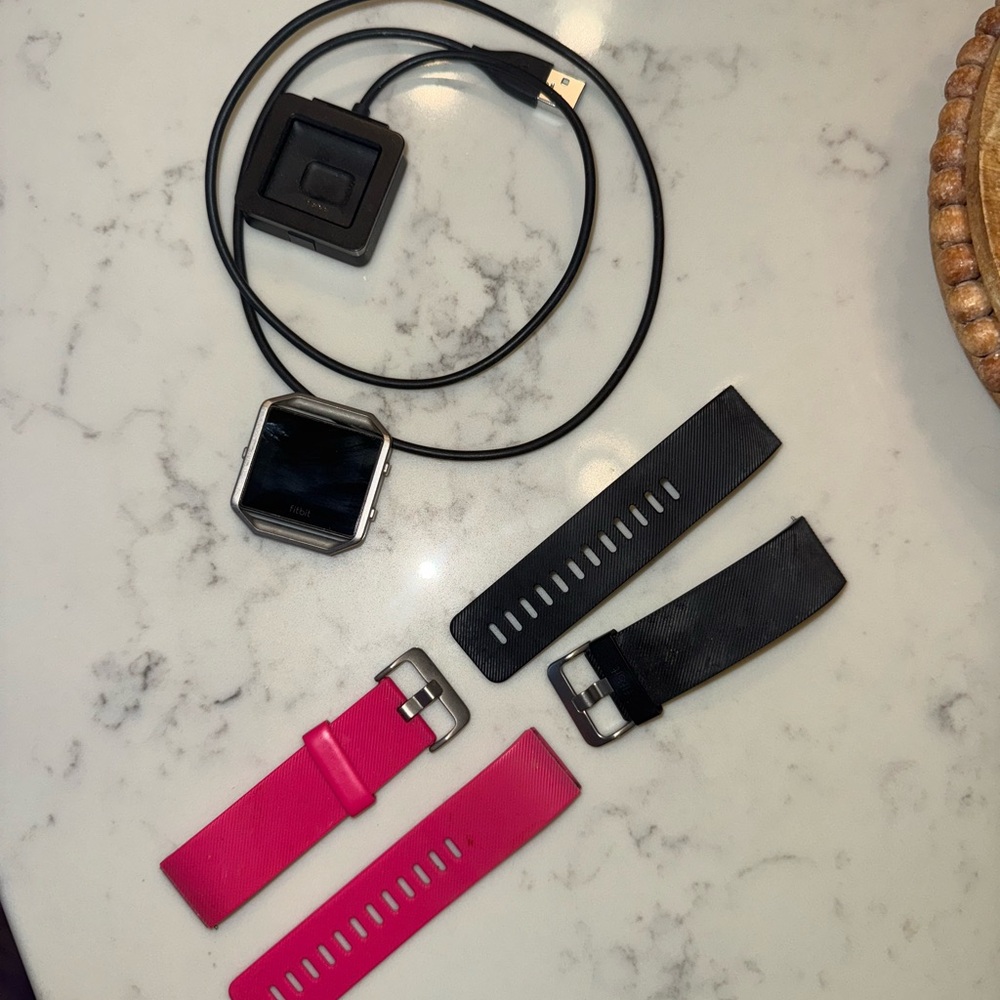 Fitbit Smartwatch Black and Pink with Interchangeable Bands